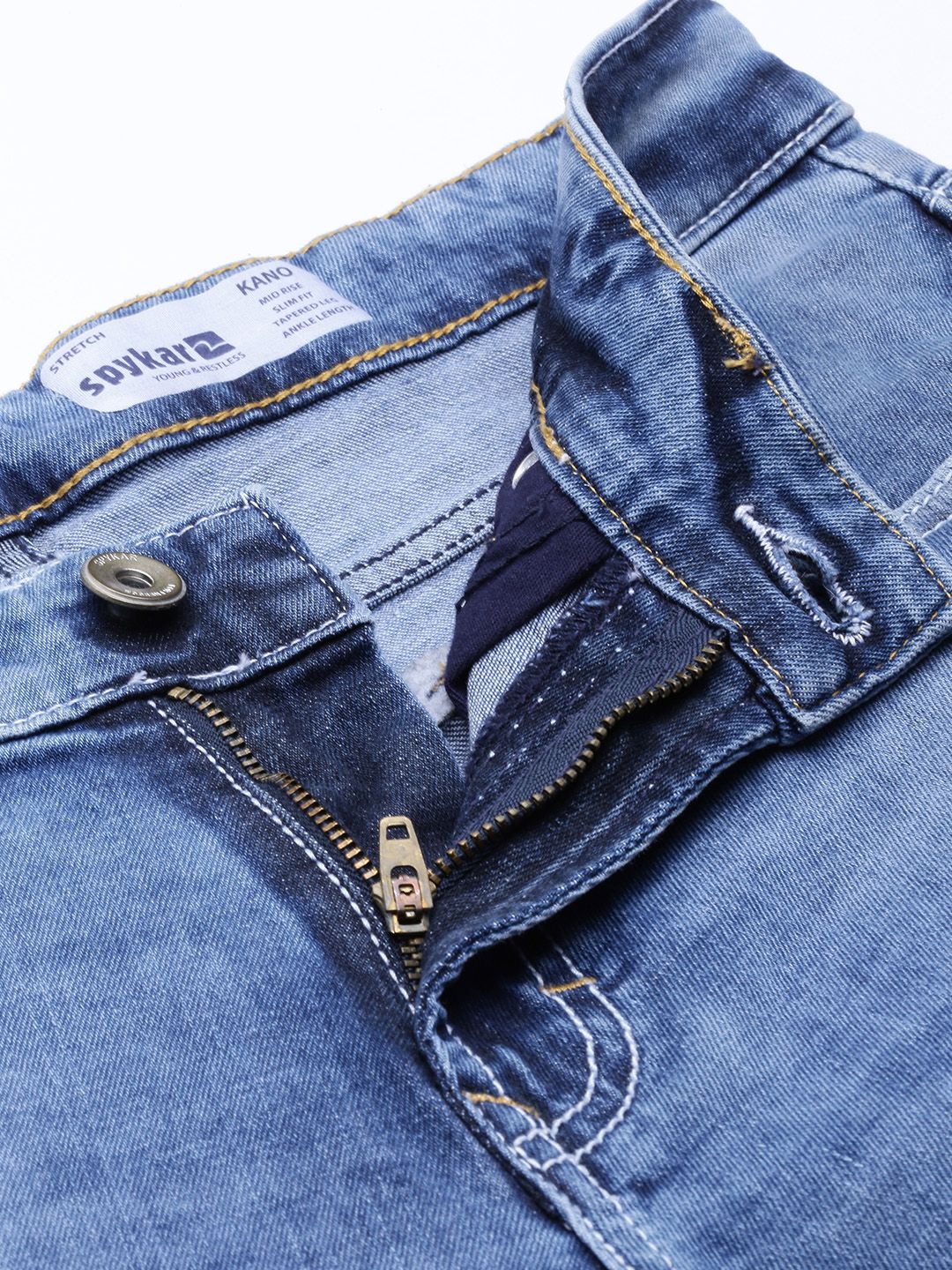 SPYKAR Men Slim Tapered Fit Mildly Distressed Light Fade Stretchable Jeans