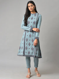 W Women Geometric Printed Acrylic A-Line Kurta