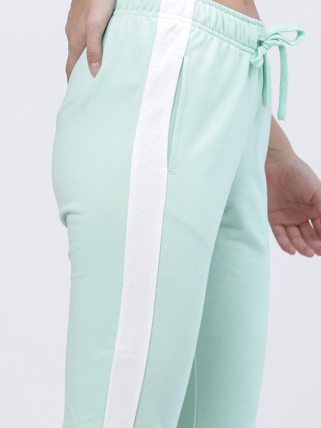 Tokyo Talkies Women Mint Green Solid Slim-Fit Casual Joggers