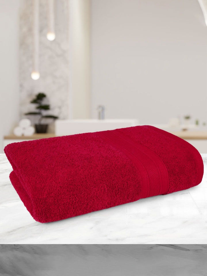 MYTRIDENT Red Cotton 500 GSM Bath Towel