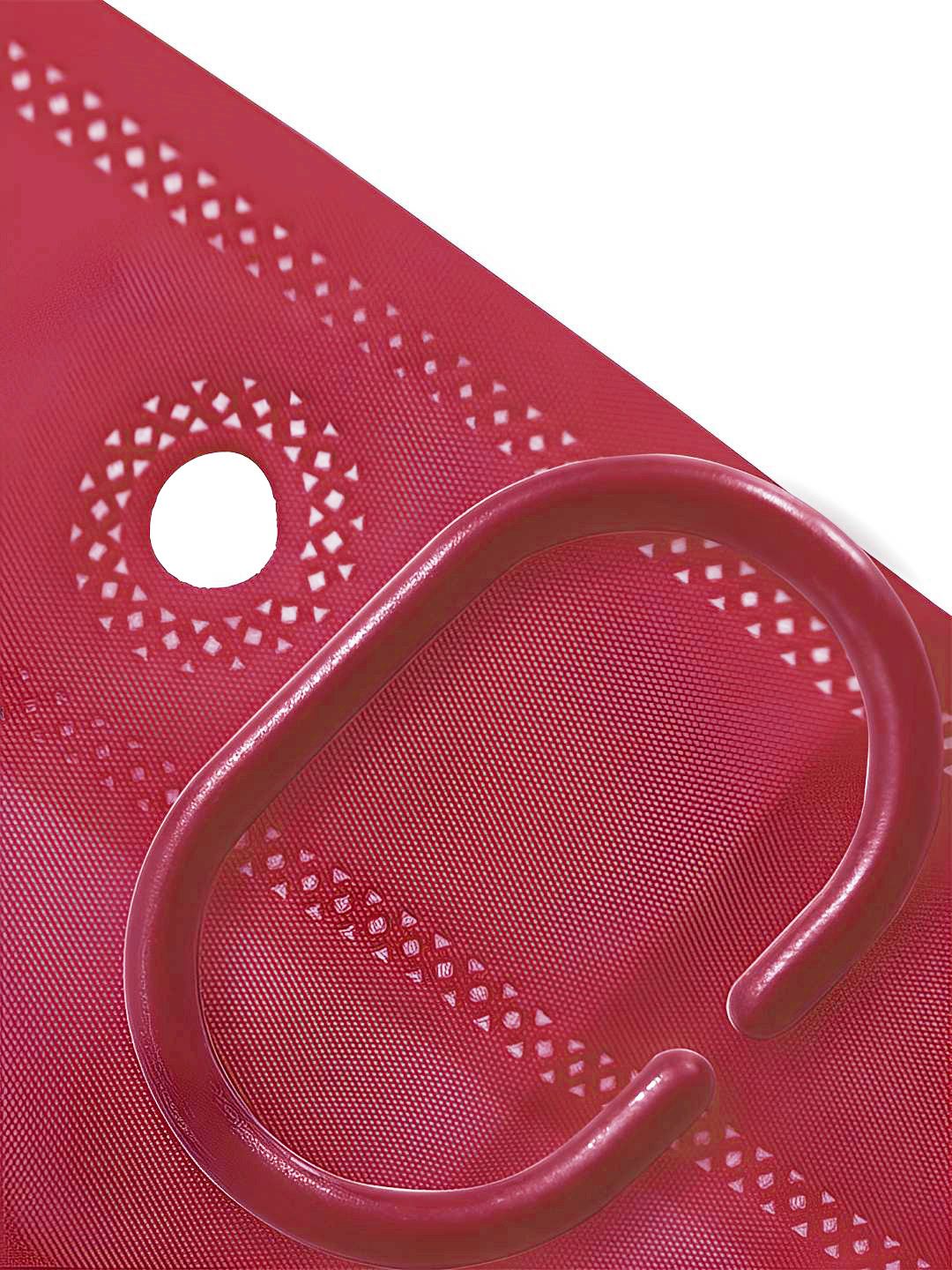 Story@home Maroon & White Shower Curtains With 12 Rings