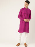SOJANYA Men Magenta Solid Straight Kurta