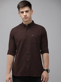 THE BEAR HOUSE Slim Fit Gingham Checks Opaque Casual Shirt