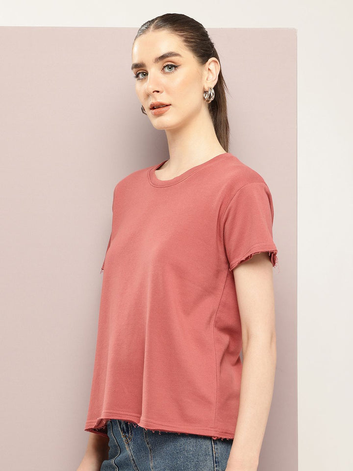 DILLINGER Women Ultra Soft Drapey Cotton Crew Neck Boxy T-Shirt