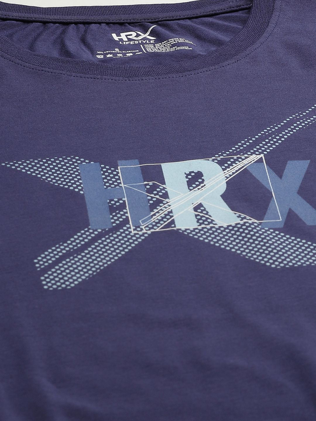 HRX By Hrithik Roshan Women Medieval Blue Solid Bio-Wash Lifestyle T-Shirt