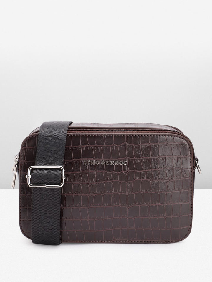 Lino Perros Croc Textured Structured Sling Bag