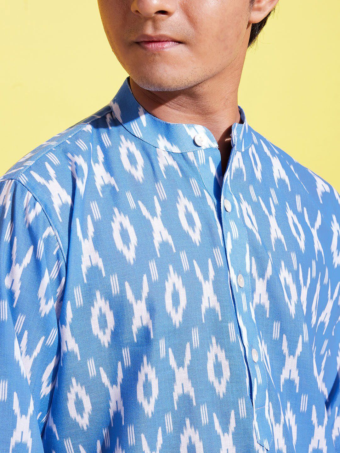 VASTRAMAY Boys Blue Ethnic Motifs Printed Kurta with Churidar