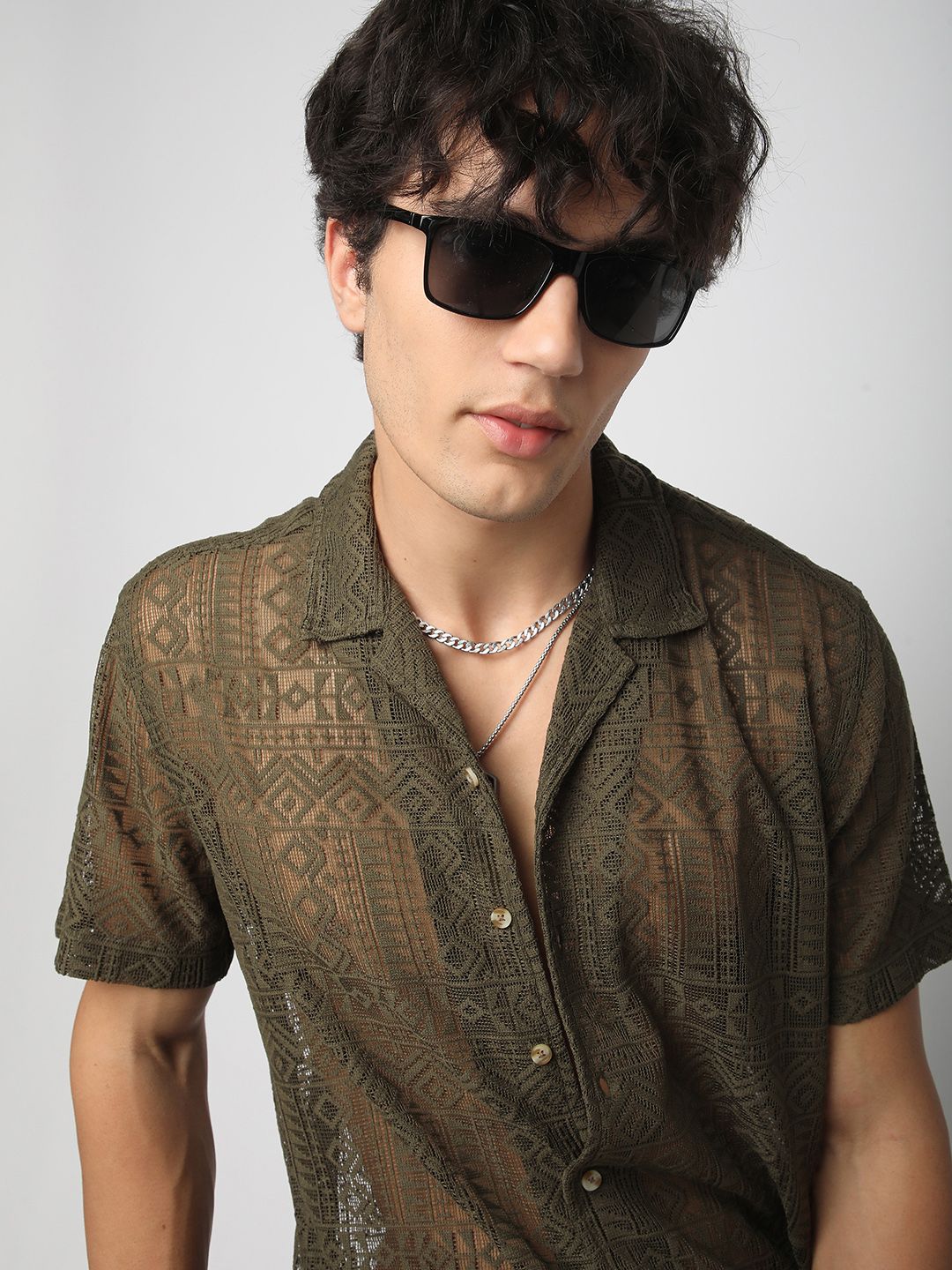 VASTRADO Men Classic Lapel Collar Solid Oversized Casual Shirt