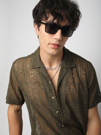 VASTRADO Men Classic Lapel Collar Solid Oversized Casual Shirt