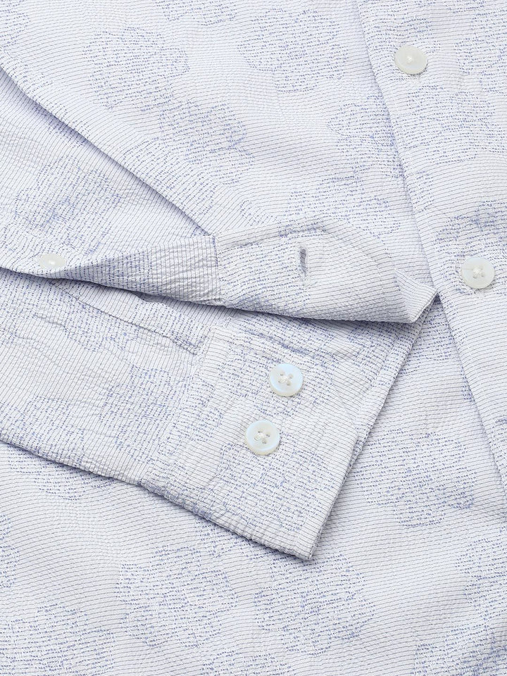 VASTRADO Men Classic Band Collar Floral Printed Slim Fit Casual Shirt