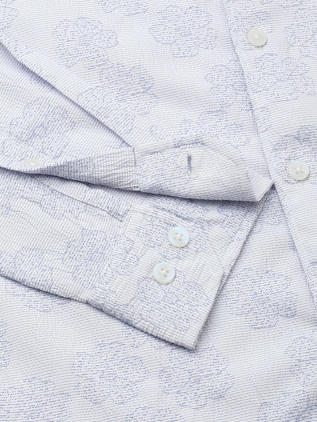 VASTRADO Men Classic Band Collar Floral Printed Slim Fit Casual Shirt