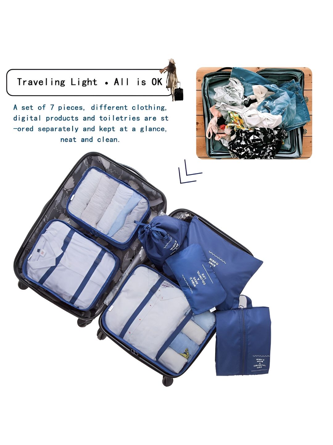Cortina Navy Blue & Grey 6 Pieces Water Resistant Multi-Utility Organisers