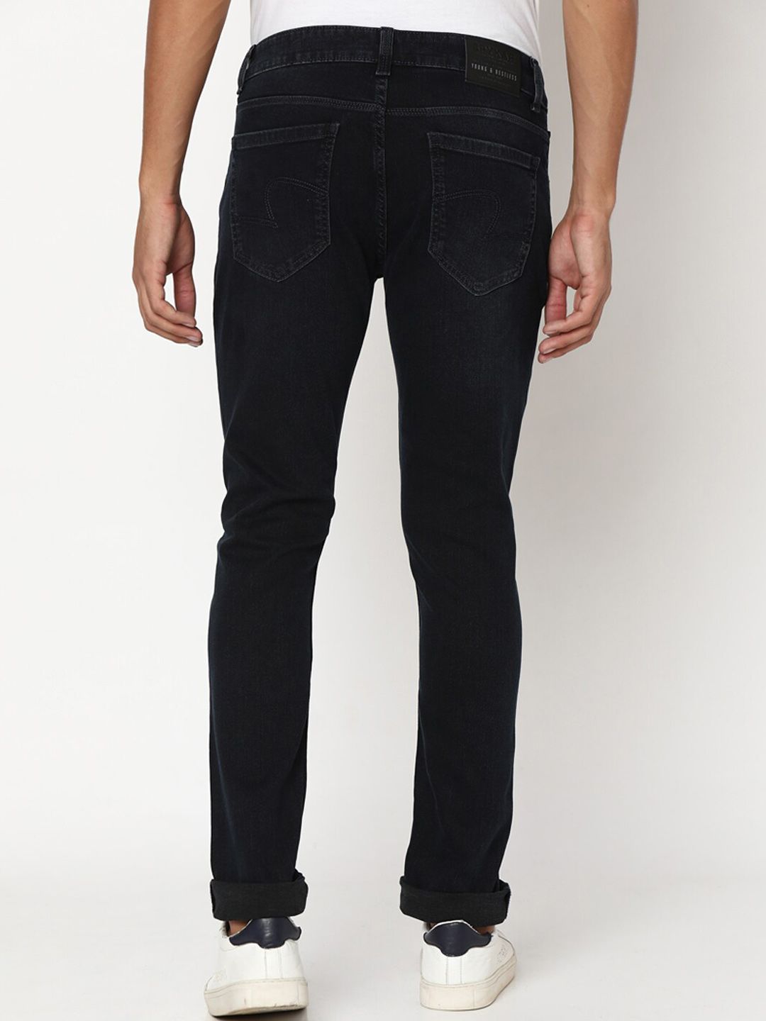 SPYKAR Men Slim Fit Low-Rise Dark Shade Clean Look Stretchable Jeans
