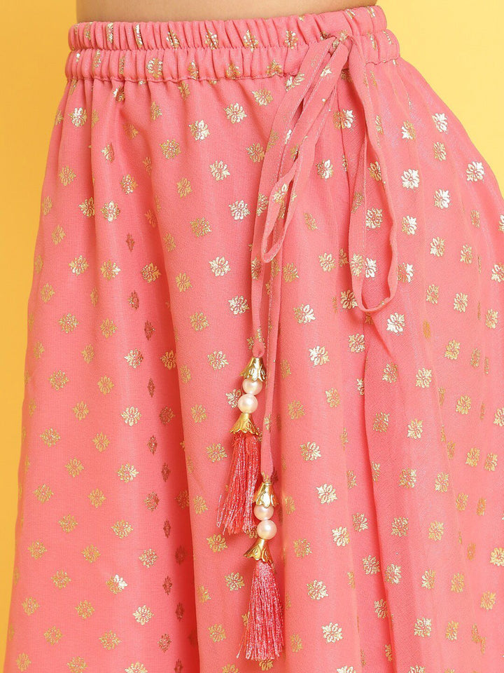 Nauti Nati Girls Ploka Printed Foil Print Ready to Wear Lehenga & Blouse With Dupatta