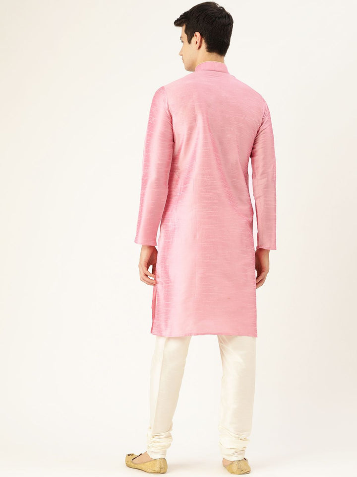 SOJANYA Men Pink Solid Kurta Lurus