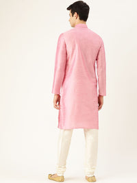 SOJANYA Men Pink Solid Kurta Lurus