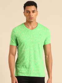 Being Human Pure Cotton Abstract Printed V-Neck T-shirt
