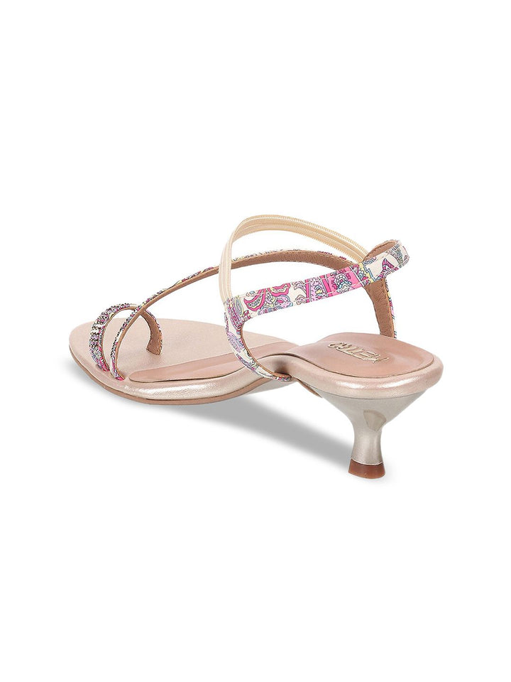 Metro Embellished One Toe Kitten Heels With Backstrap