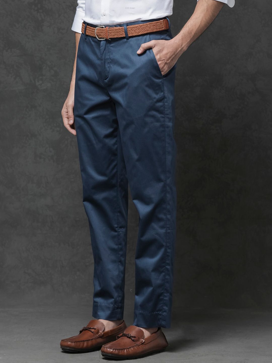 RARE RABBIT Men Comotel Mid-Rise Cotton Regular Fit Trouser