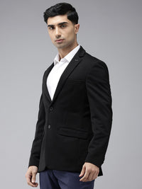 Park Avenue Slim Fit Textured Self Design Notched Lapel Single-Breasted Formal Blazer