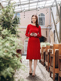 W Red Acrylic Sheath Midi Dress