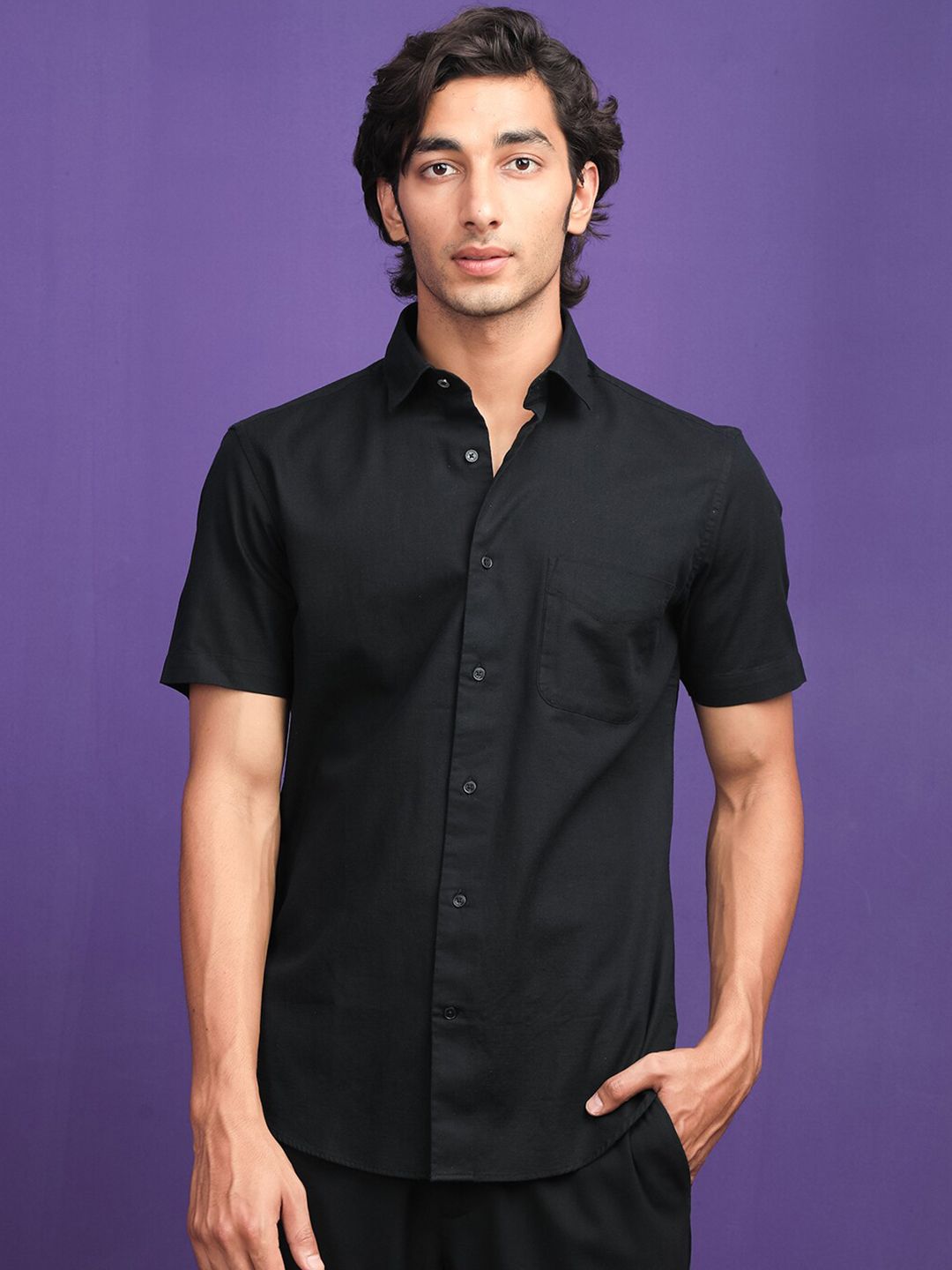RARE RABBIT Men Darwin Slim Fit Opaque Cotton Shirt