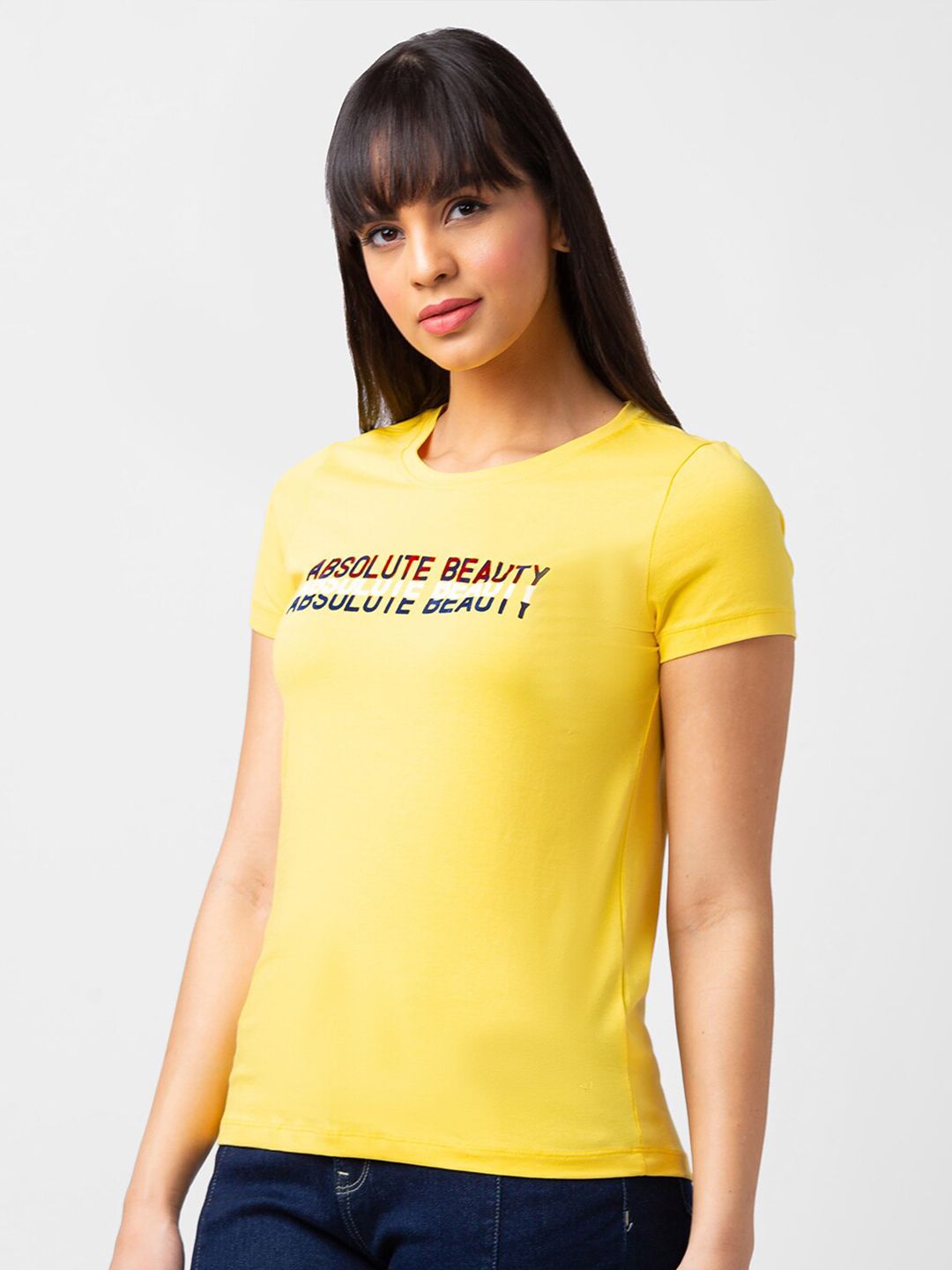 SPYKAR Women Printed Cotton T-shirt