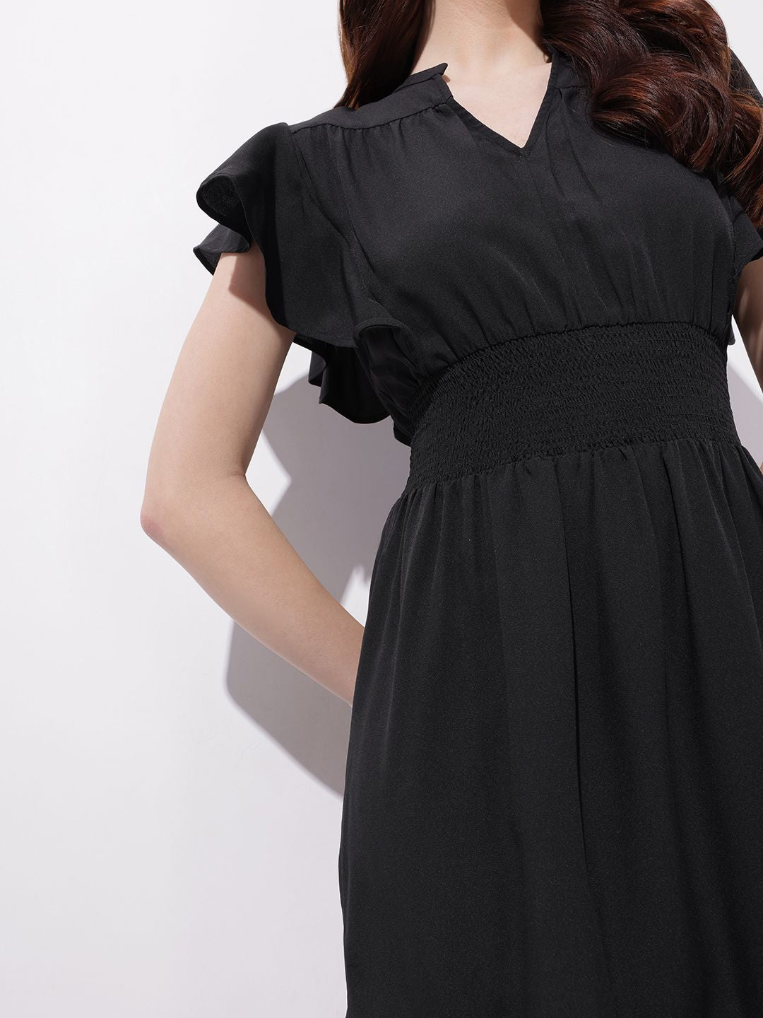 DressBerry Ruffle Sleeves Fit & Flare Dress