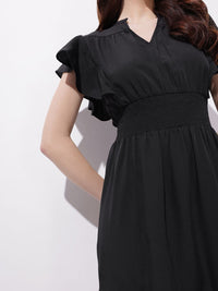 DressBerry Ruffle Sleeves Fit & Flare Dress