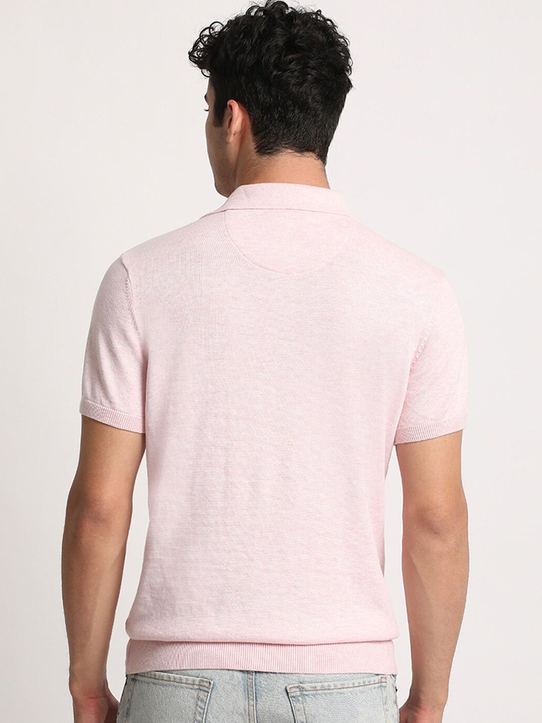 THE BEAR HOUSE Men Solid Slim Fit Cotton Polo Collar T-Shirt