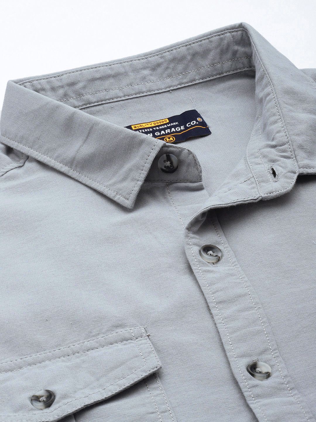 The Indian Garage Co Men Grey Solid Casual Shirt