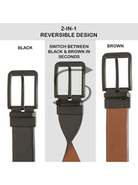 Teakwood Leathers Men Textured Leather Reversible Formal Belt