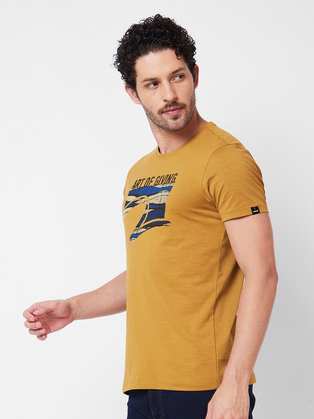 SPYKAR Typography Printed Round Neck Slim Fit Casual T-shirt