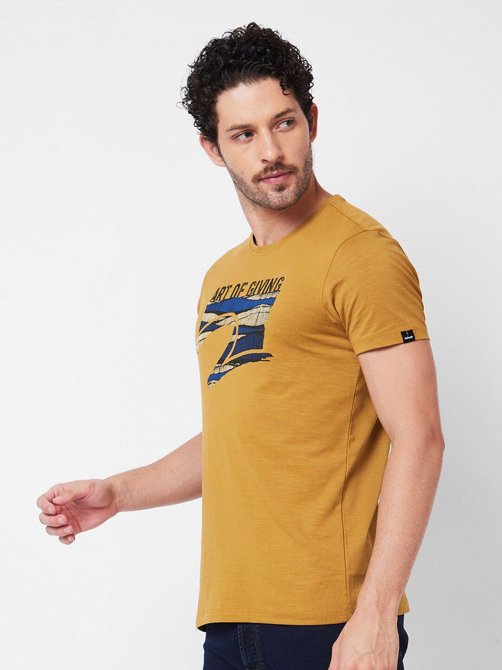 SPYKAR Typography Printed Round Neck Slim Fit Casual T-shirt