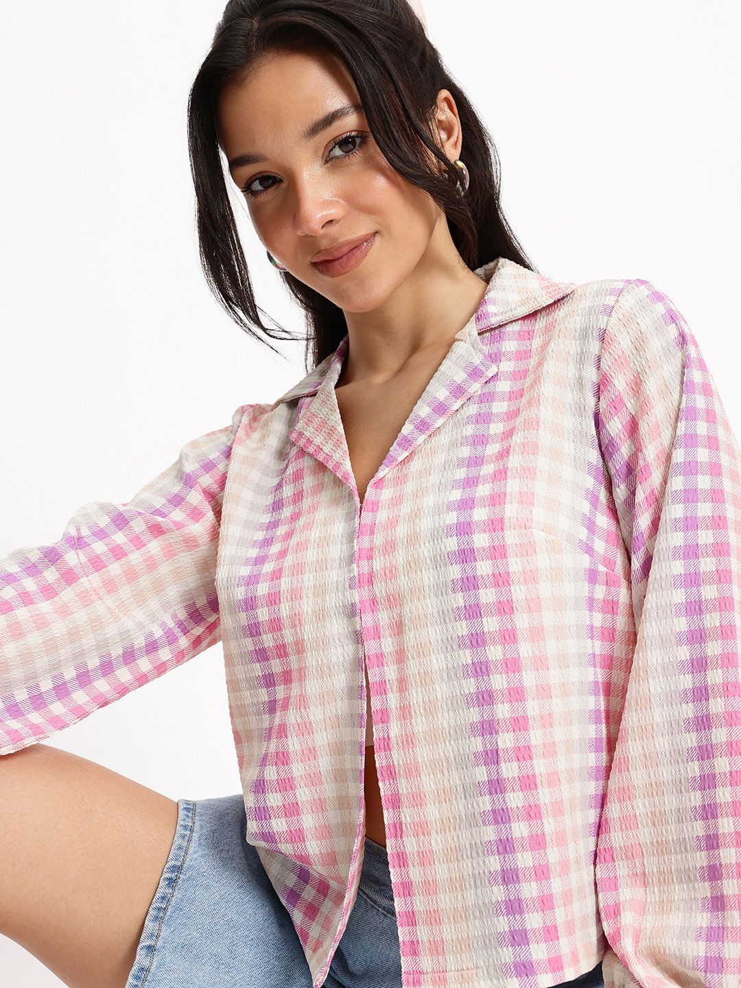 DressBerry Rainbow Checkerboard Shirt