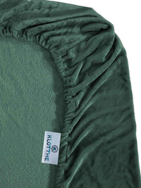 KLOTTHE Green Solid Fitted 300 TC Woolen Single Bedsheet with 1 Pillow Cover