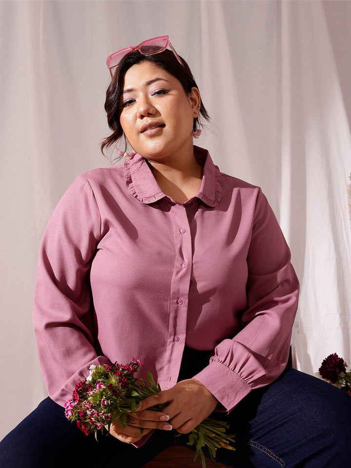 Curvy Street Plus Saiz Comfort Frill Shirt