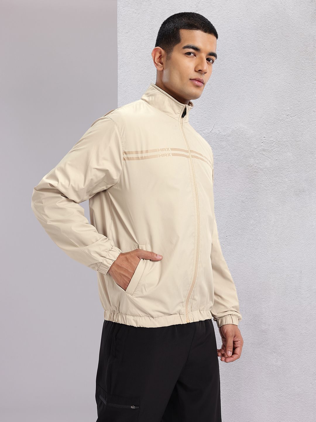HRX by Hrithik Roshan Striped Detail Rapid-Dry Training Jacket