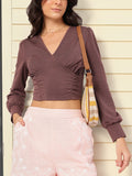 DressBerry Cuteness With Flair V-Neck Empire Crop Top