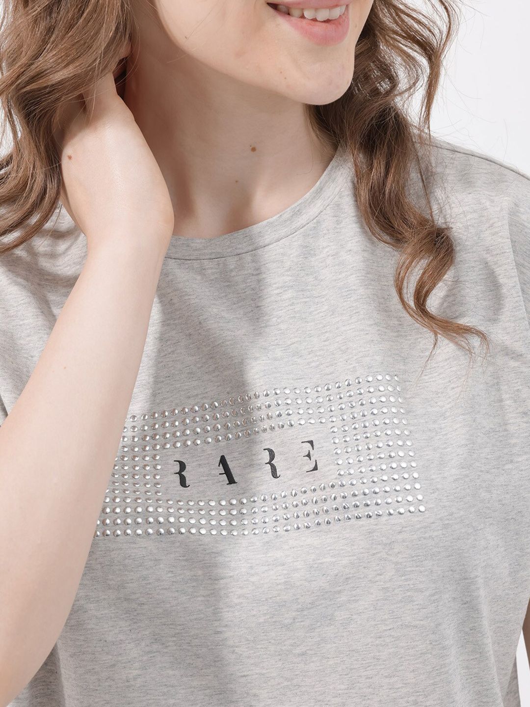 RAREISM Women Solid Extended Sleeves T-shirt