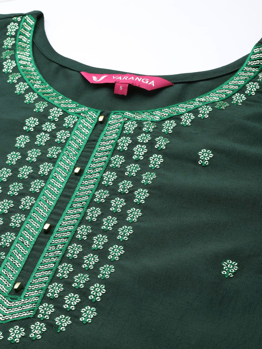 Varanga Women Green Ethnic Motifs Embroidered Kurta with Trousers & Dupatta