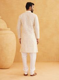 SOJANYA Geometric Embroidered Thread Work Kurta With Churidar