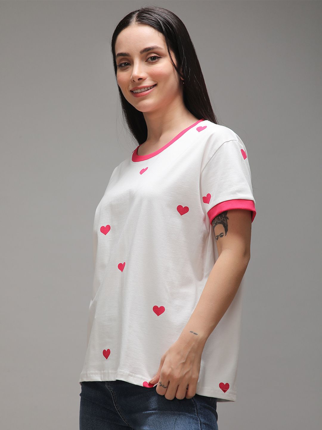 DILLINGER Women Short Sleeve Boxy Regular Printed Tshirt