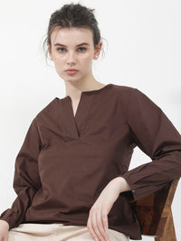 Rareism Notch Neck Cotton Atas