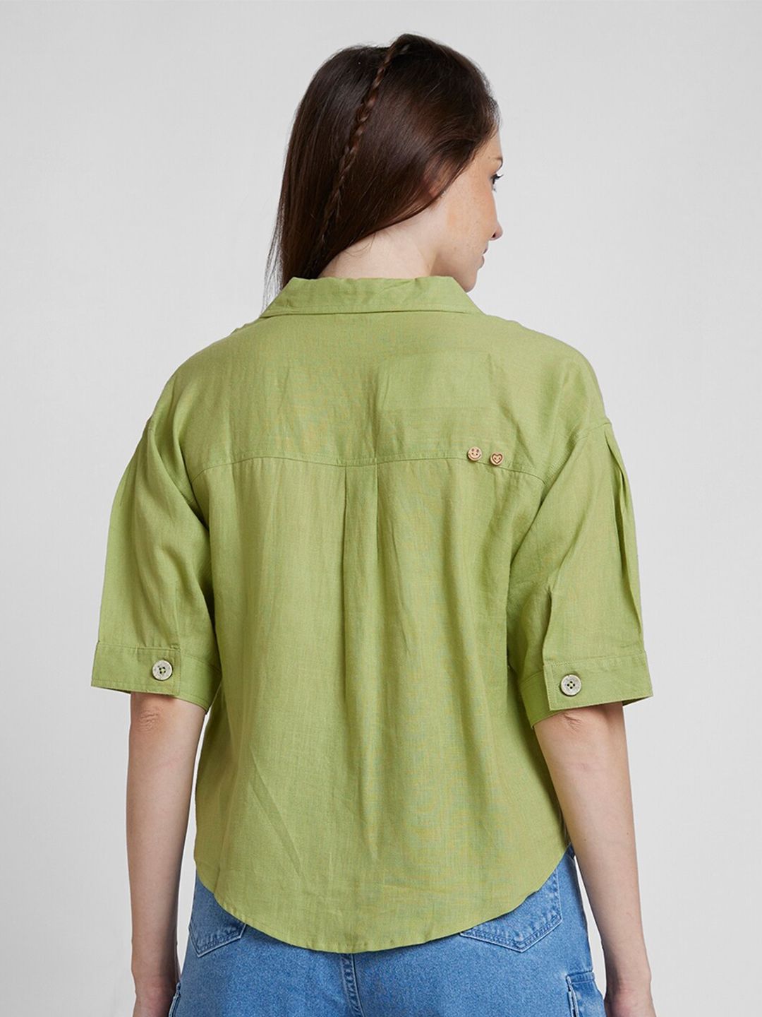 SPYKAR Classic Boxy Fit Opaque Linen Casual Shirt