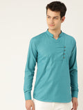 SOJANYA Lelaki Biru Solid Kurta Lurus