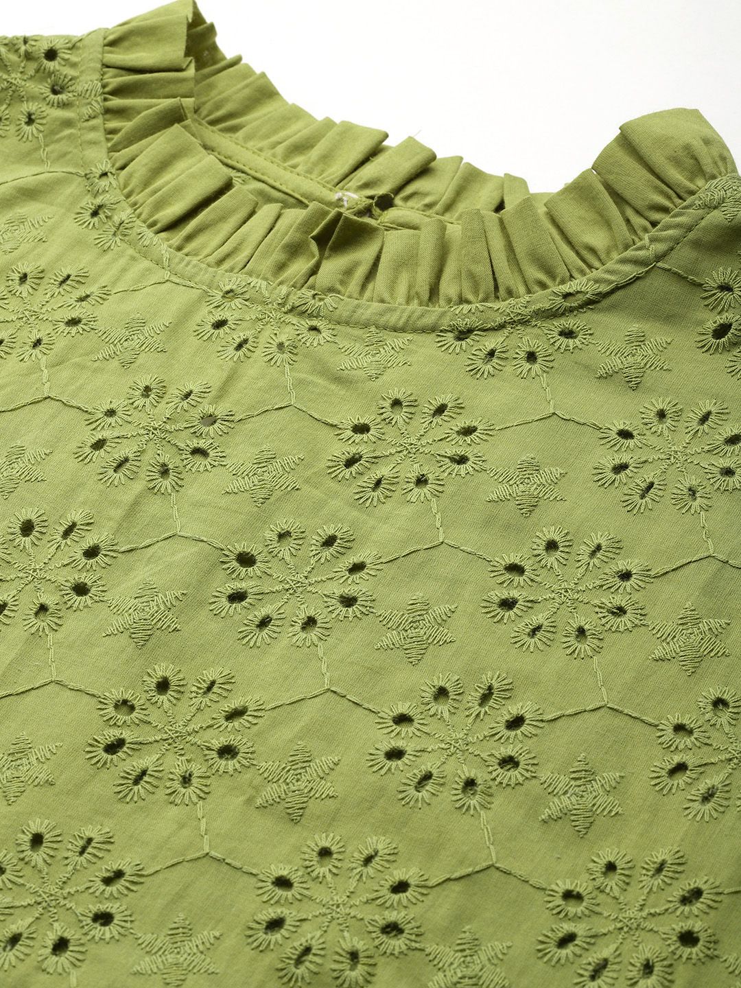 DressBerry Pure Cotton Extended Sleeves Schiffli Top