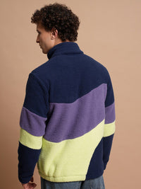 HIGHLANDER Colourblocked Mock Collar Open Front Jacket