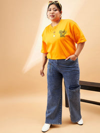 SASSAFRAS Curve Women Plus Size Comfort High-Rise Light Fade Stretchable Jeans