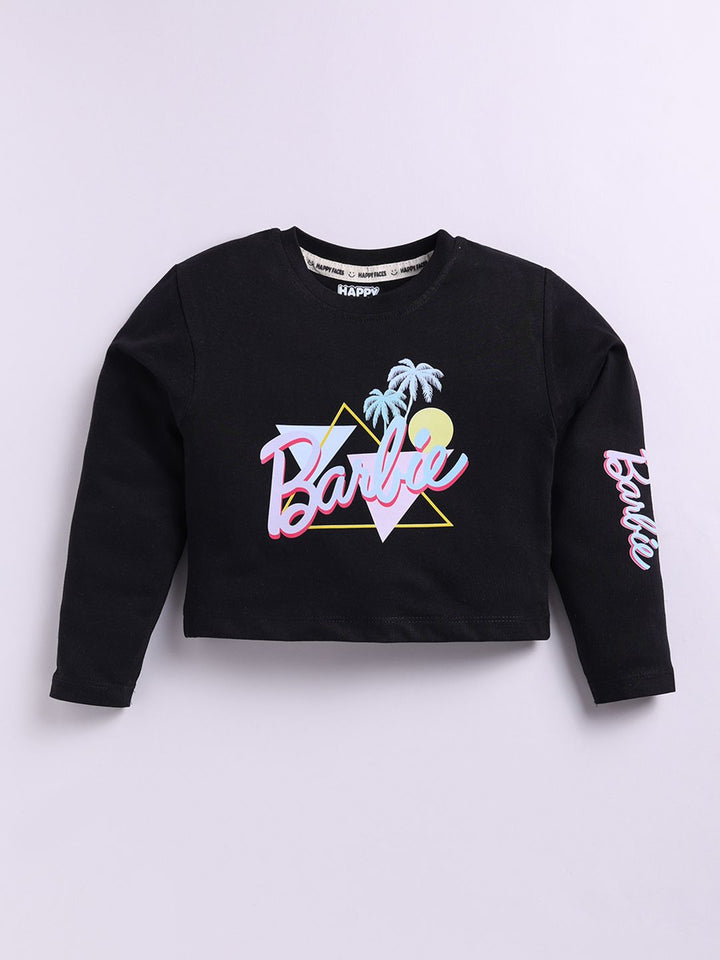 Happy Faces Girls Barbie Print Pure Cotton T-shirt